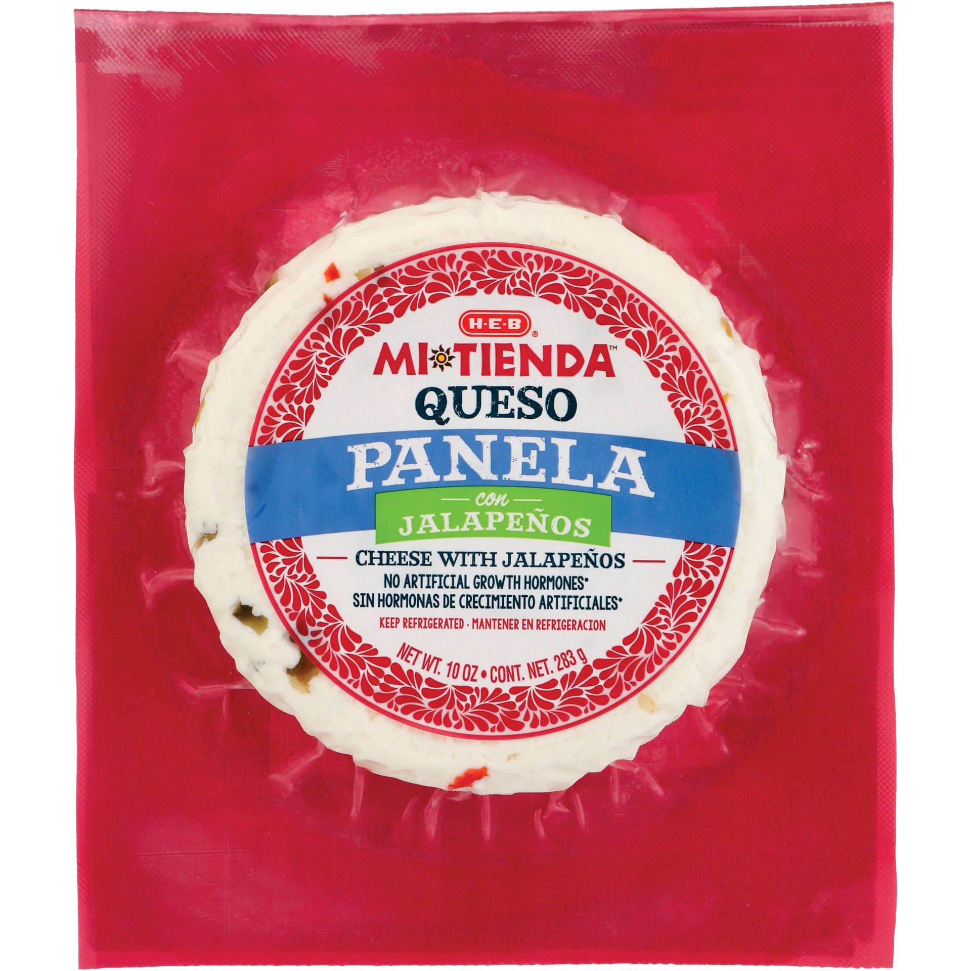 slide 1 of 1, H-E-B Mi Tienda Queso Panela Cheese with Jalapeños, 10 oz