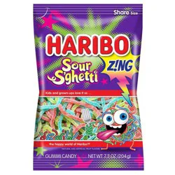 Haribo Zing Sour S'ghetti Gummi Candy Share Size 7.2 oz