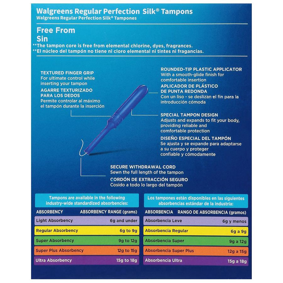 slide 3 of 5, Walgreens Perfection Silk Tampons Unscented, regular 18 ct