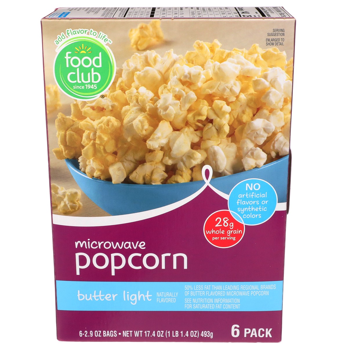 slide 1 of 9, Food Club Butter Light Microwave Popcorn, 17.4 oz