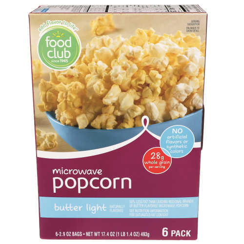 slide 1 of 1, Food Club Butter Light Microwave Popcorn, 17.4 oz