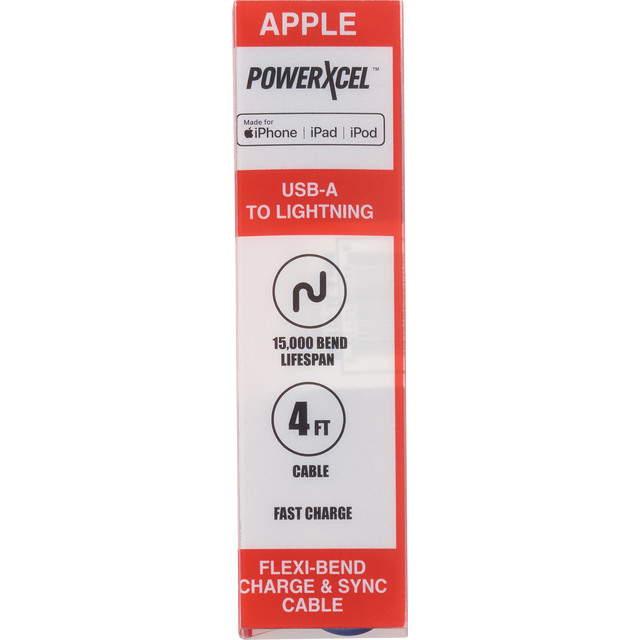 slide 1 of 1, POWERXCEL Usb A To Lightning Flexi-Bend Cable, 1 ct