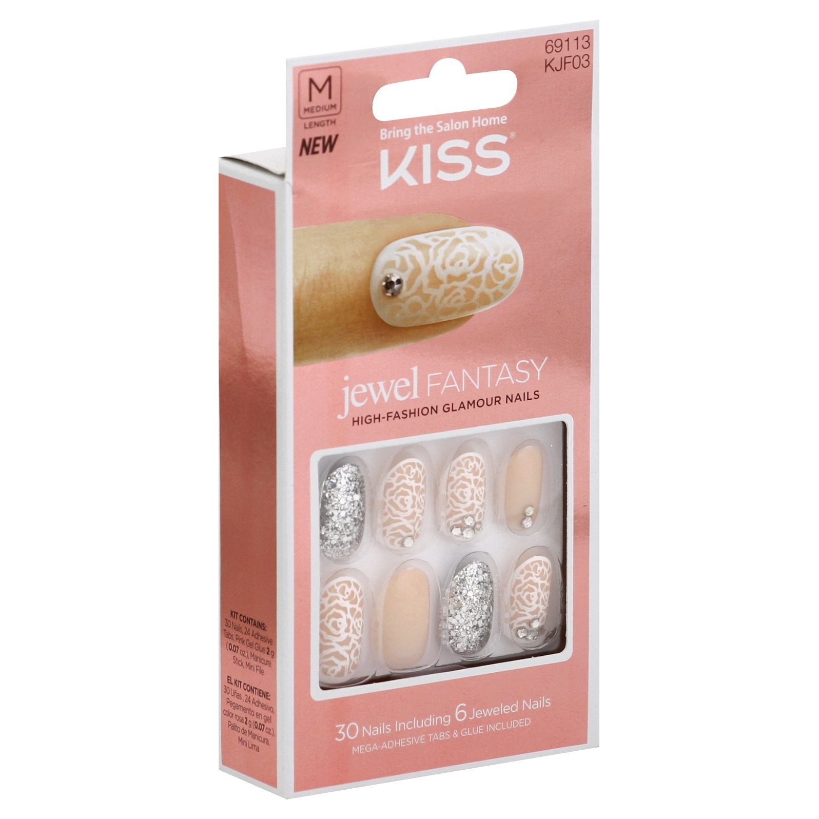 slide 1 of 1, Kiss Jewel Fantasy Nails Baroness, 1 ct