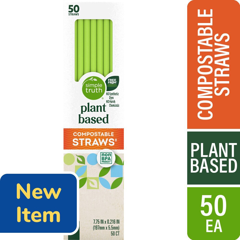 slide 1 of 4, Simple Truth® Compostable Straws, 50 ct, 50 ct