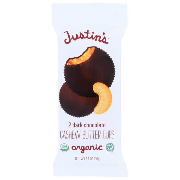 slide 1 of 1, Justin's Dark Chocolate Cashew Butter Cup Organic, 1.4 oz