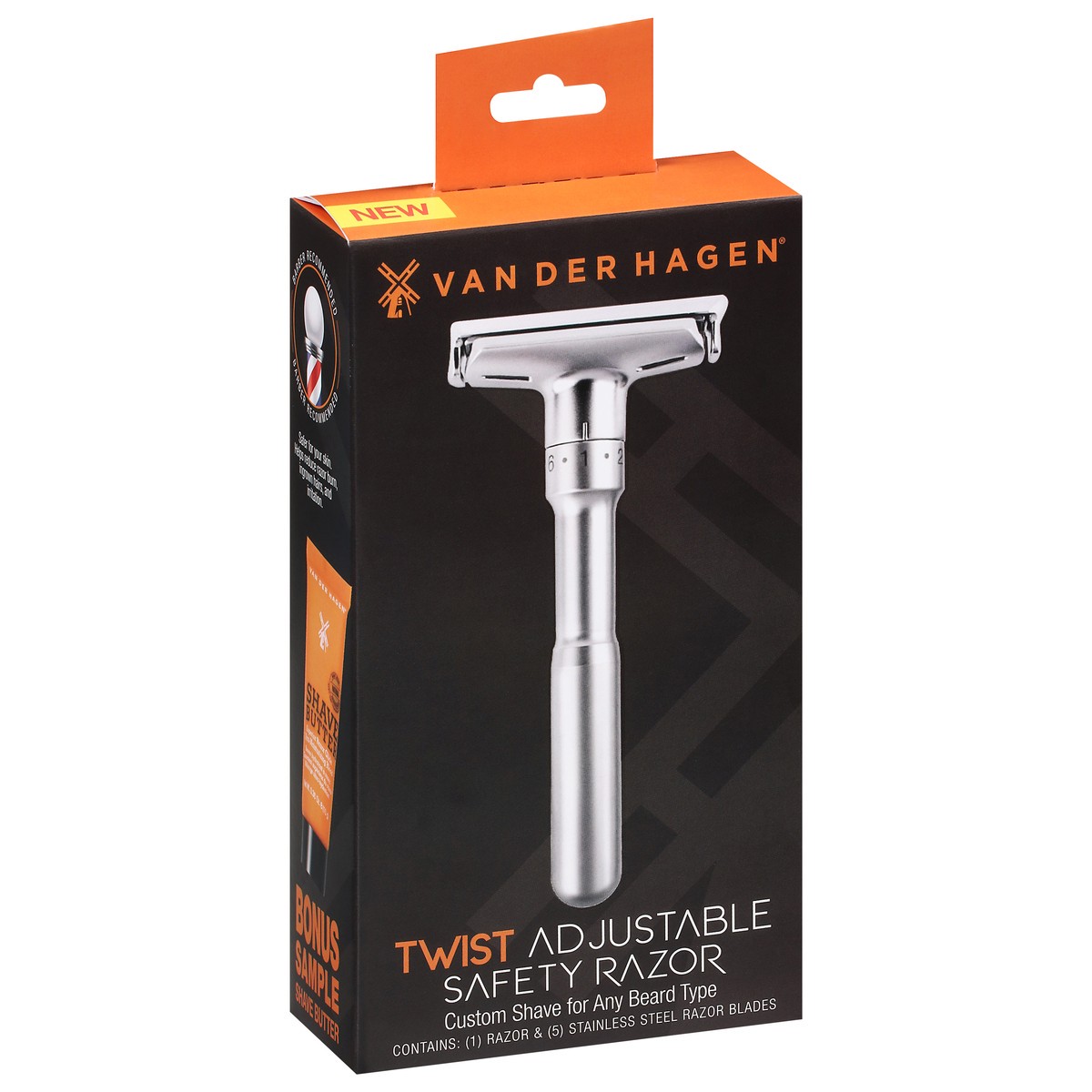 slide 1 of 4, Van Der Hagen Twist Adjustable Safety Razor 1 ea, 1 ct