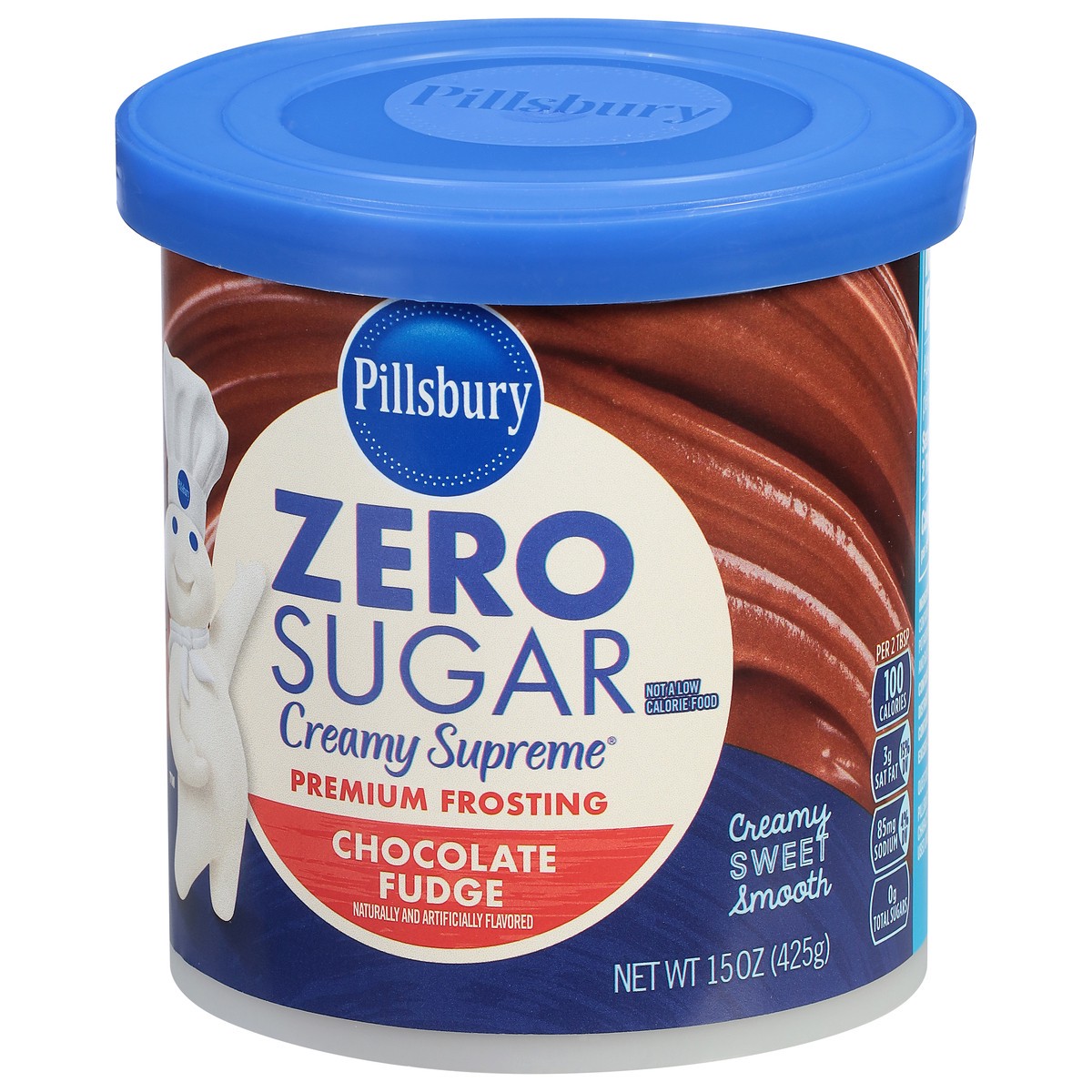 slide 7 of 9, Pillsbury Creamy Supreme Zero Sugar Premium Chocolate Fudge Frosting 15 oz, 15 oz