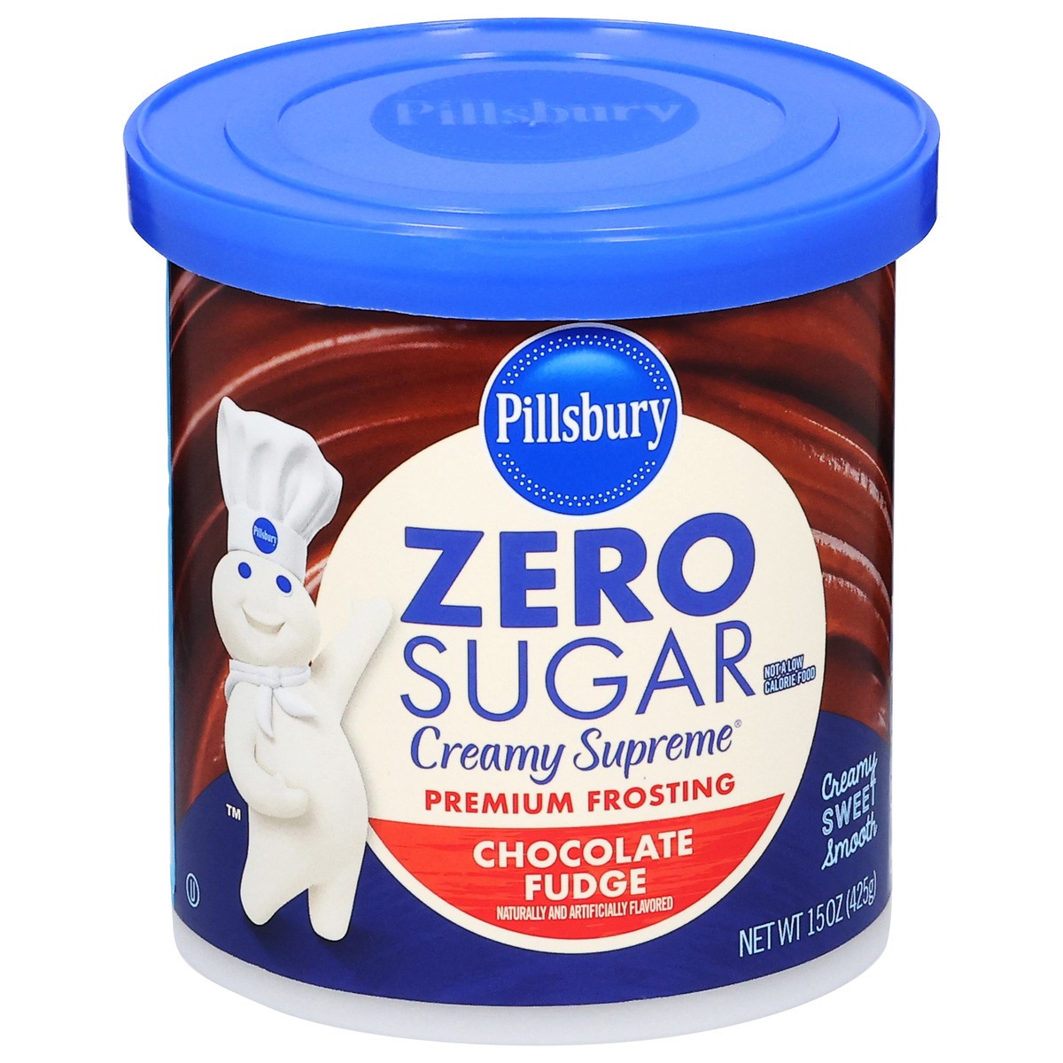 slide 1 of 9, Pillsbury Creamy Supreme Zero Sugar Premium Chocolate Fudge Frosting 15 oz, 15 oz