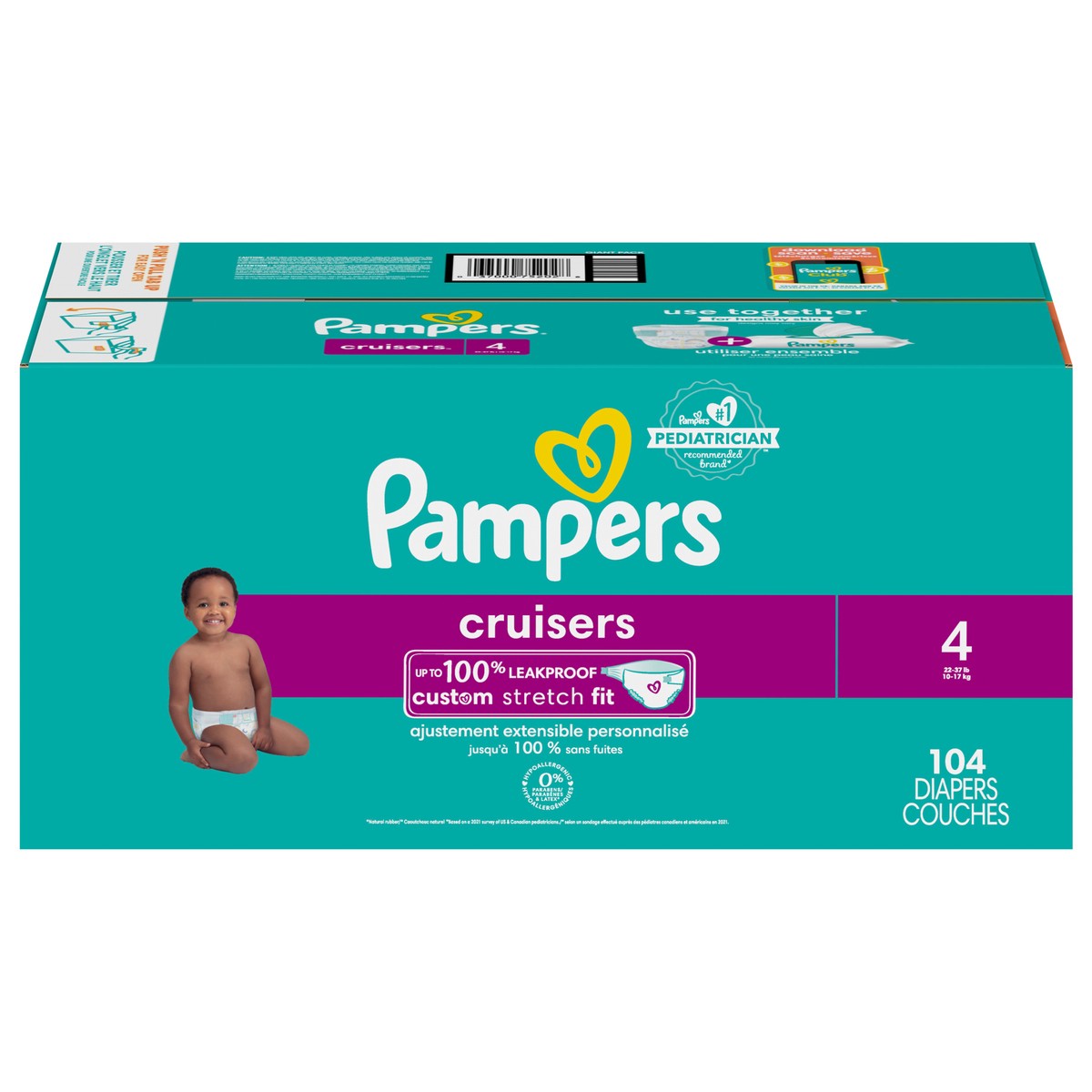 slide 5 of 8, Pampers Cruisers Diapers Size 4 104 Count, 104 ct