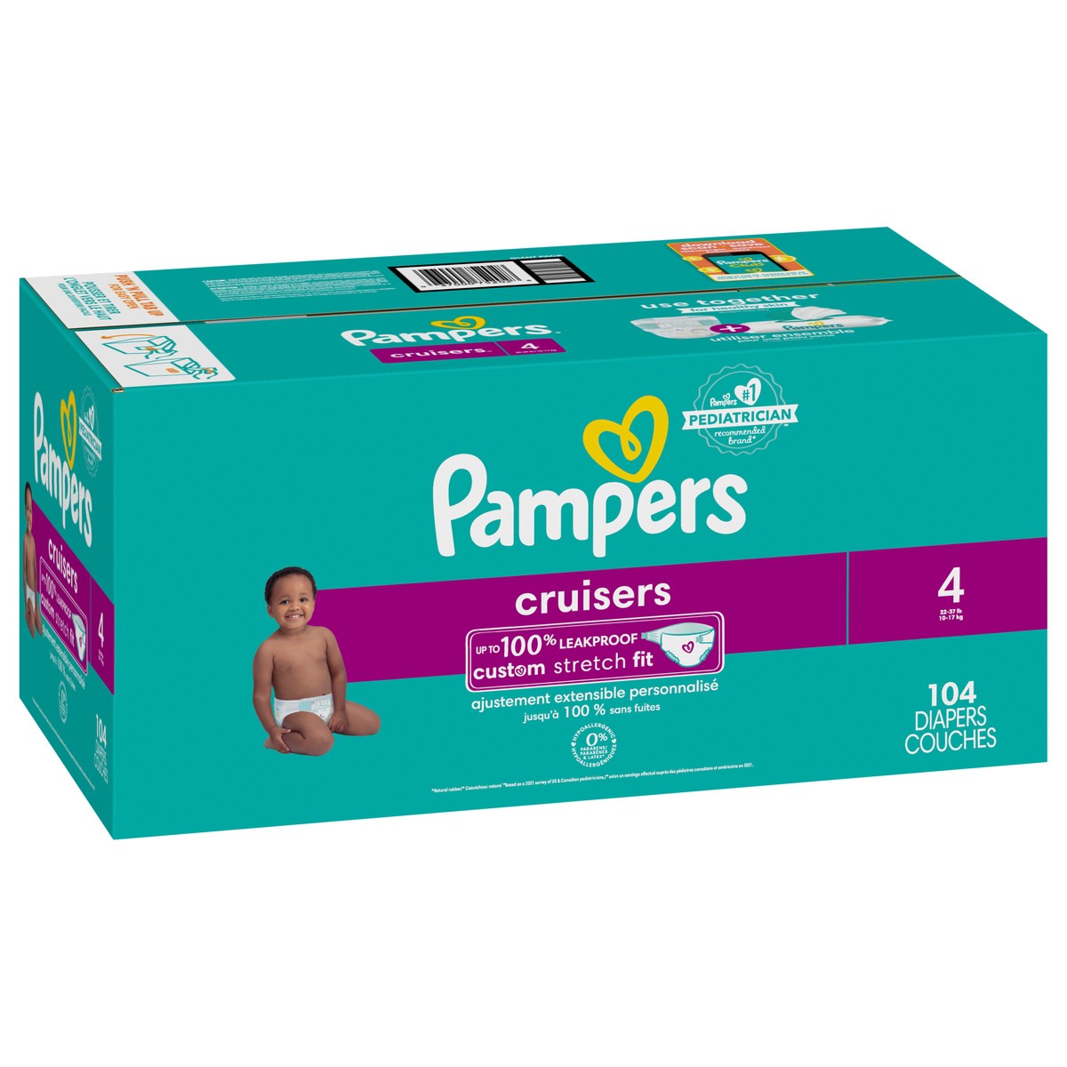 slide 6 of 8, Pampers Cruisers Diapers Size 4 104 Count, 104 ct