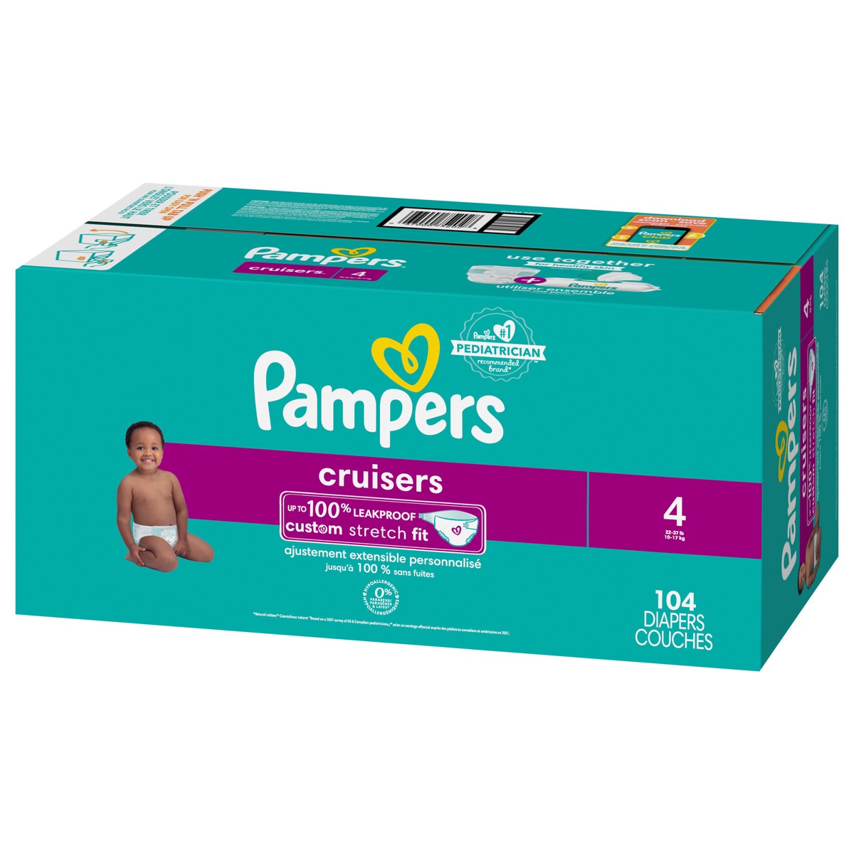 slide 3 of 8, Pampers Cruisers Diapers Size 4 104 Count, 104 ct