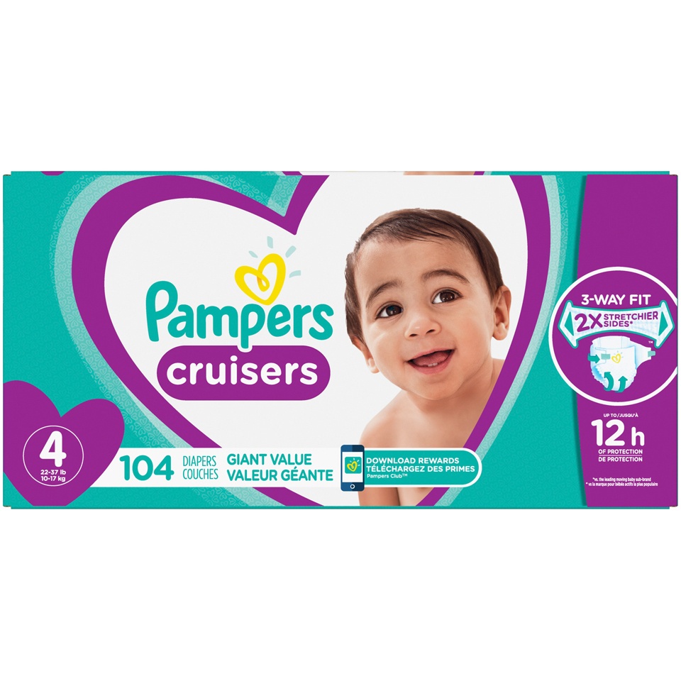 slide 1 of 3, Pampers Cruisers Diapers Size 4 Giant Value Pack, 104 ct