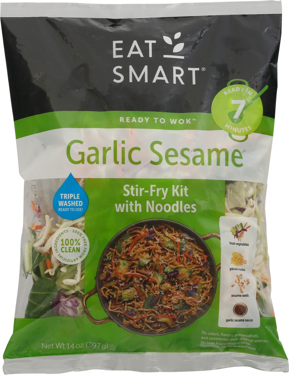 slide 8 of 10, Eat Smart Ready To Wok Garlic Sesame Stir-Fry Kit With Noodles 14 oz Bag, 14 oz