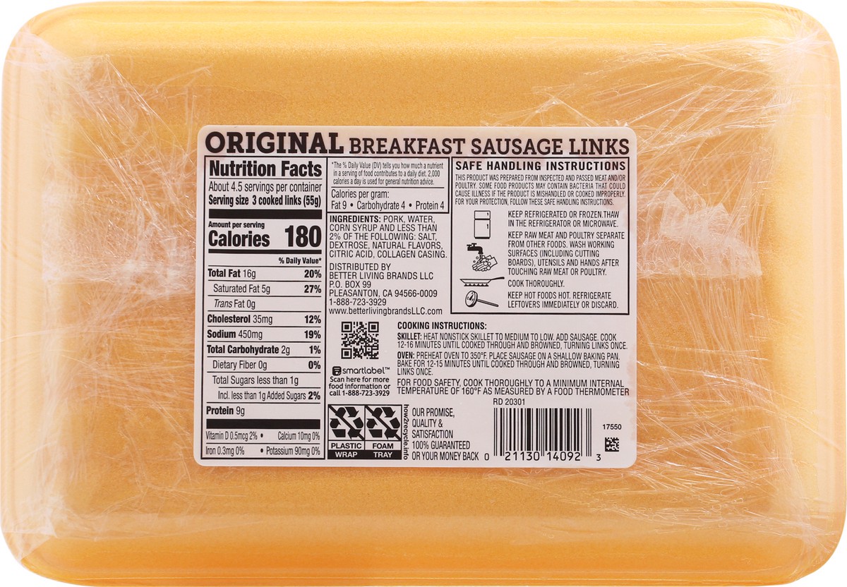 slide 4 of 9, Signature Select Original Breakfast Sausage Links 12 oz Tray, 