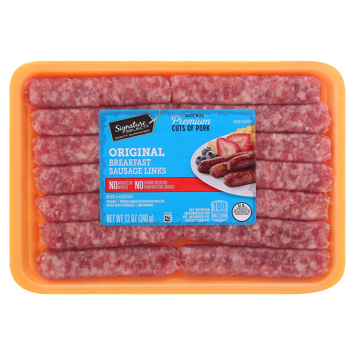 slide 1 of 9, Signature Select Original Breakfast Sausage Links 12 oz Tray, 