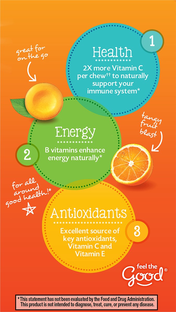 slide 4 of 8, Emergen-C Chewable Orange Flavored Tablet, 40Ct, 1000 mg