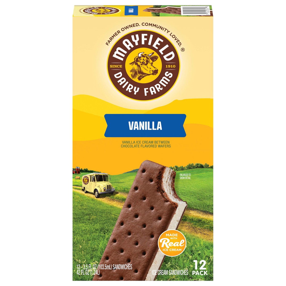 slide 1 of 10, Mayfield Dairy Farms Vanilla Ice Cream Sandwiches 12 - 3.5 fl oz Sandwiches, 12 ct