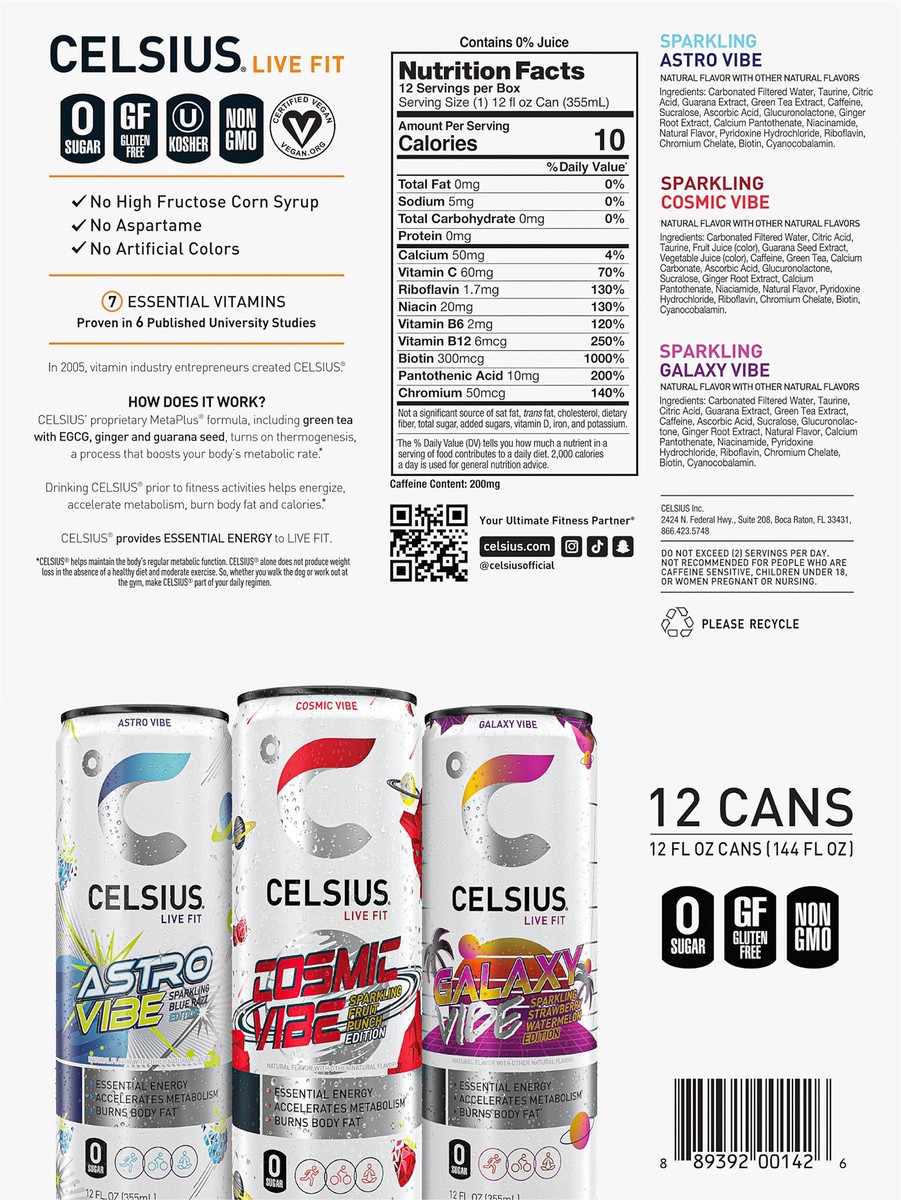 slide 7 of 13, CELSIUS Live Fit Sparkling Energy Drink Variety - 12 ct, 12 ct