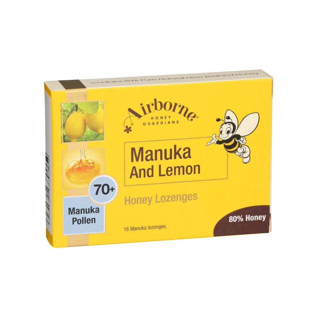 slide 1 of 1, Airborne Manuka & Lemon Honey Lozenges, 16 ct