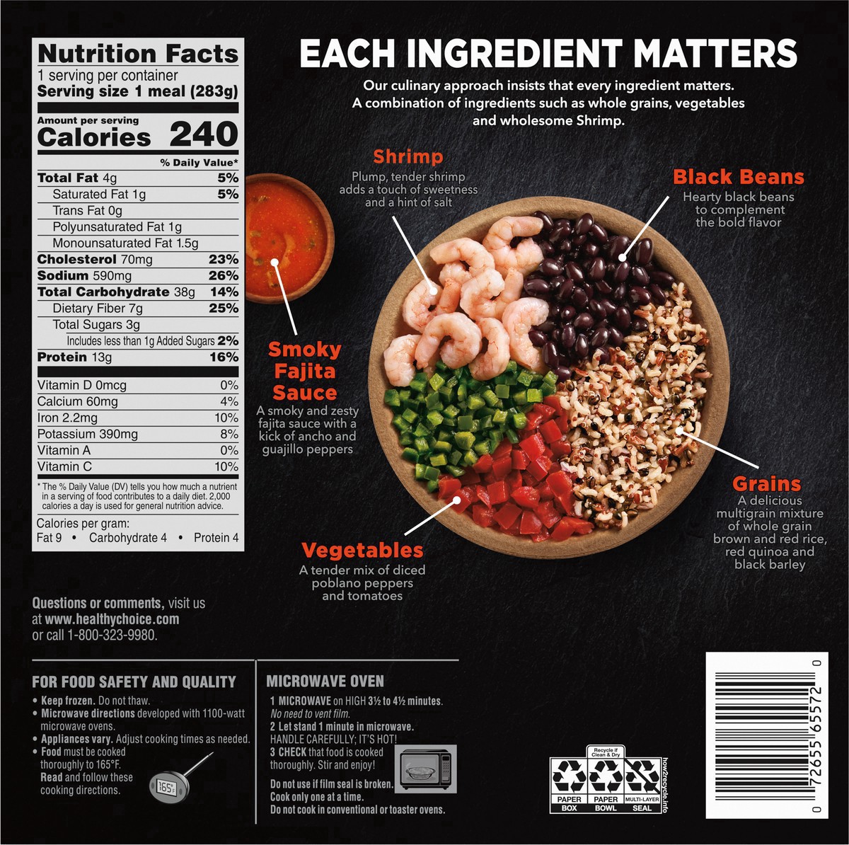 slide 9 of 14, Healthy Choice Power Bowls, Shrimp Fajita, Frozen Meal, 10 oz. Bowl, 10 oz