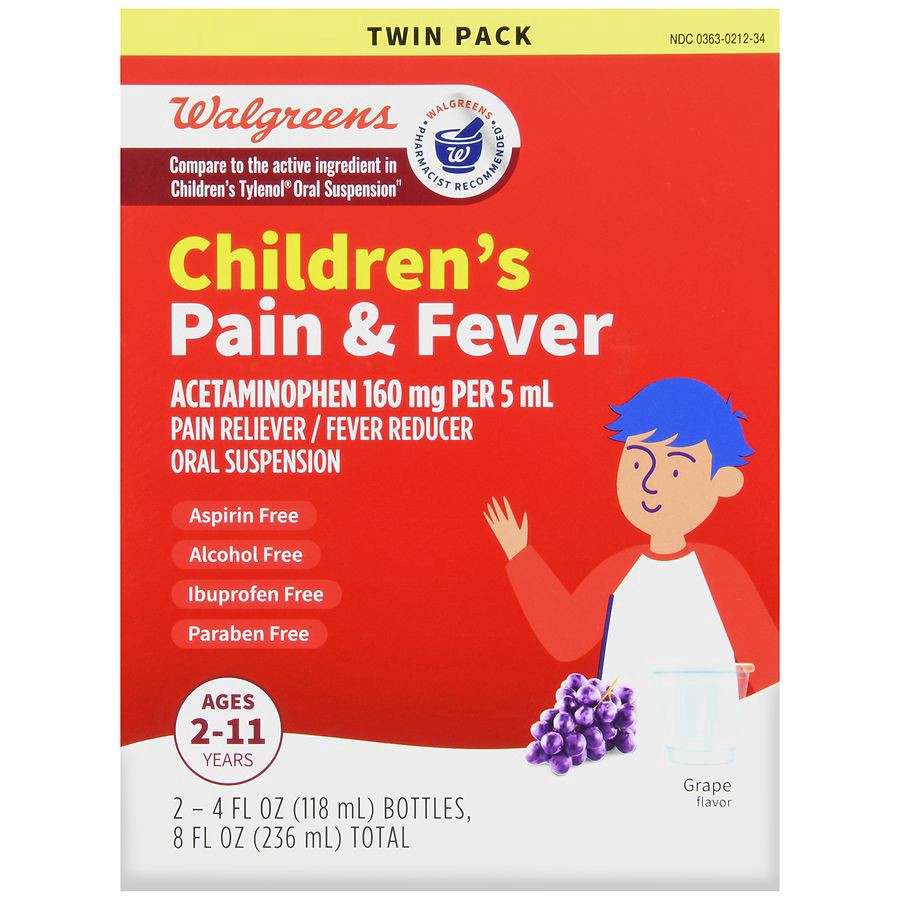 slide 2 of 5, Walgreens Children's Pain Relief Suspension Liquid Grape, 2 ct; 4 fl oz