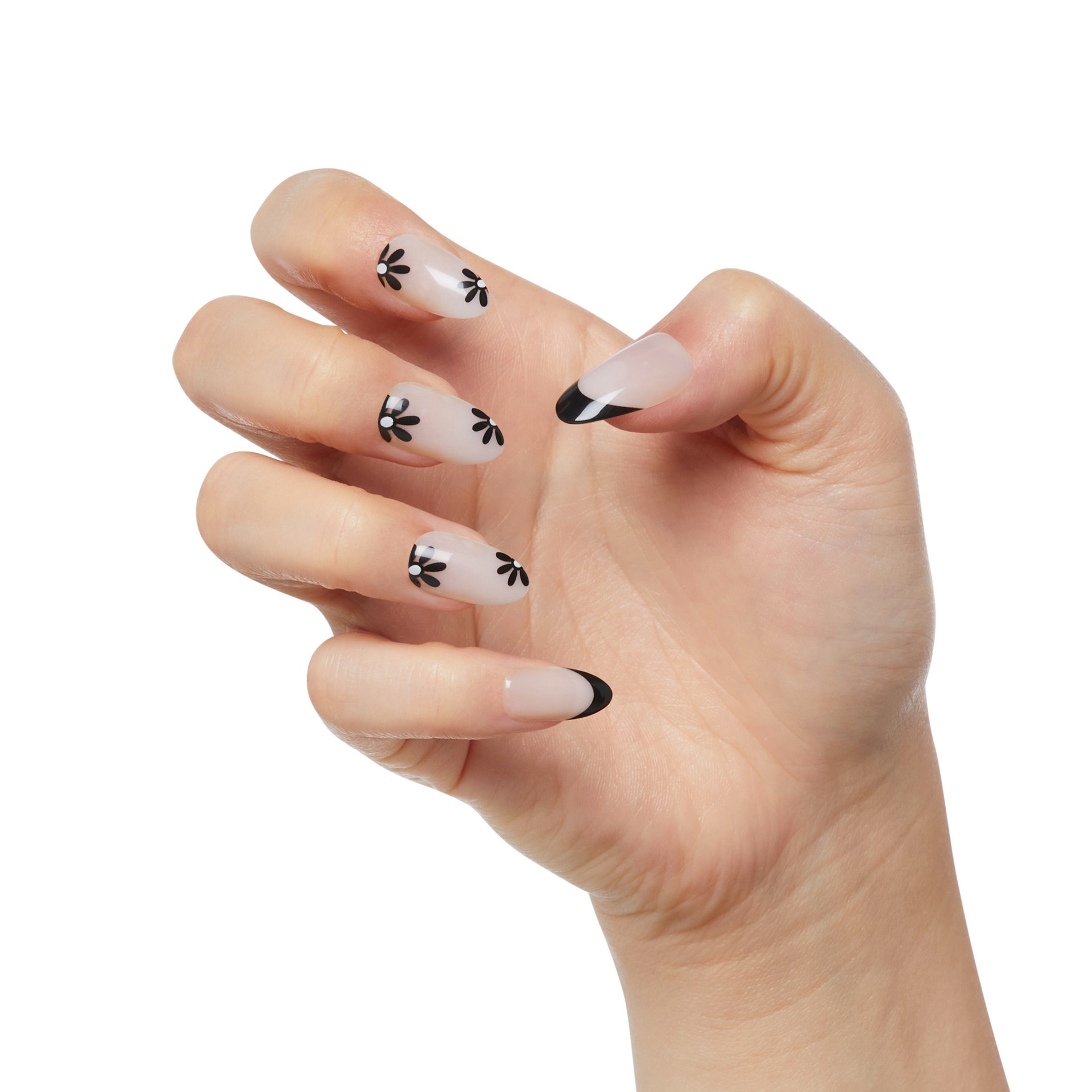 slide 5 of 5, imPRESS KISS imPRESS Press-On Nails in Glossy Solid Black, Medium Size, Almond Shape, 34 pc