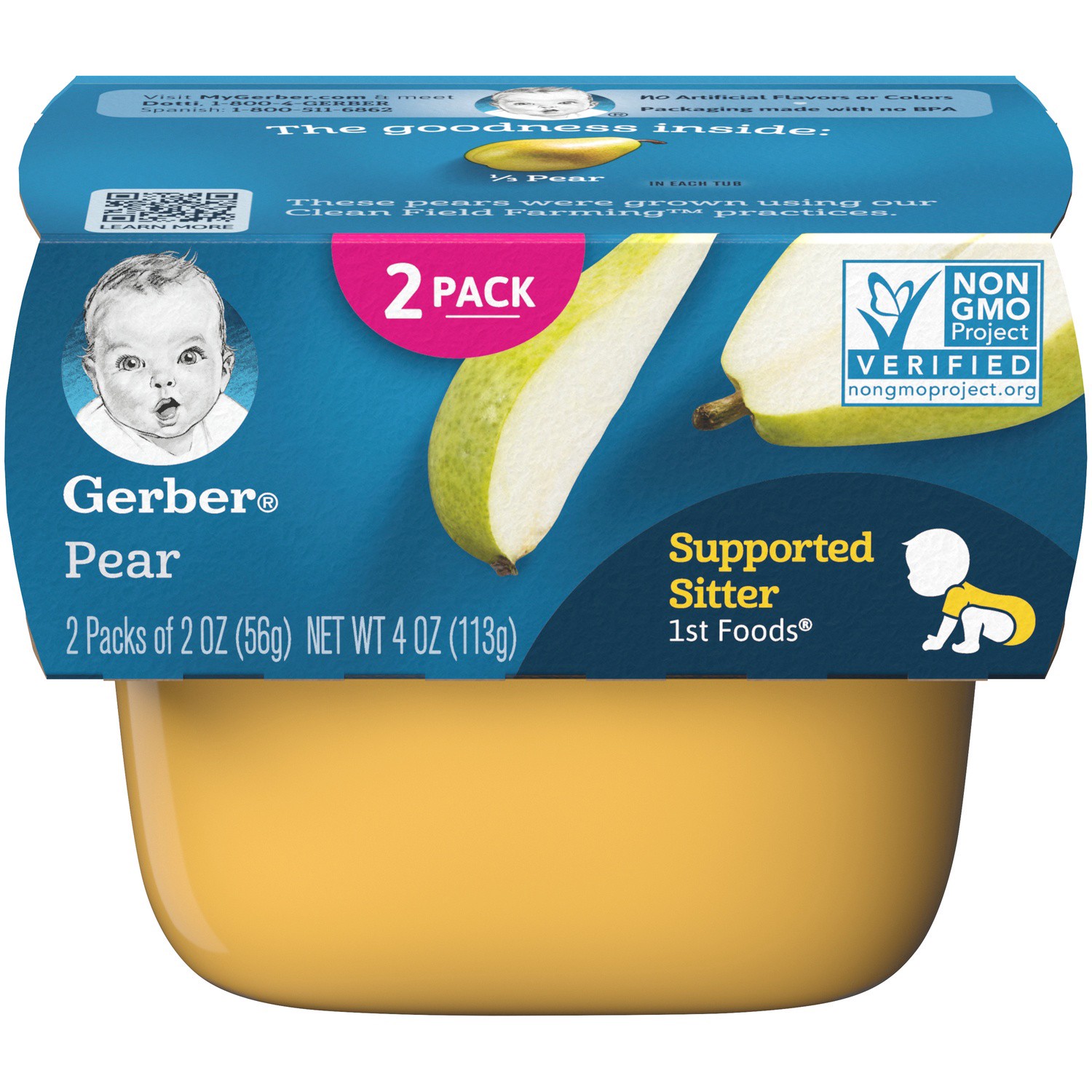 slide 8 of 9, Gerber Natural for Baby Pear Stage 1\, 2 - 2 oz Tubs, 4 oz