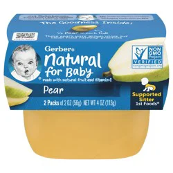 Gerber 1st Foods Natural for Baby Baby Food, Pear, 2 oz Tubs (2 Pack)