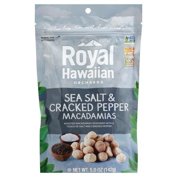 slide 1 of 1, Royal Hawaiian Orchards Sea Salt & Cracked Pepper Macadamias, 5 oz