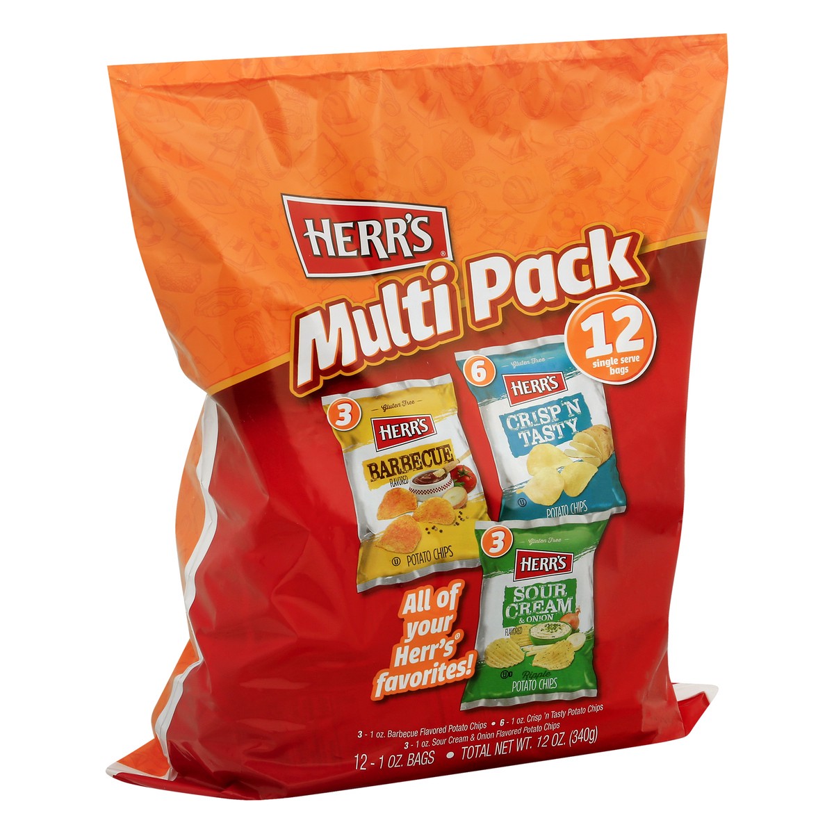 slide 10 of 13, Herr's Multi Pack 12 Single Serve Bags Potato Chips 12 ea, 12 oz