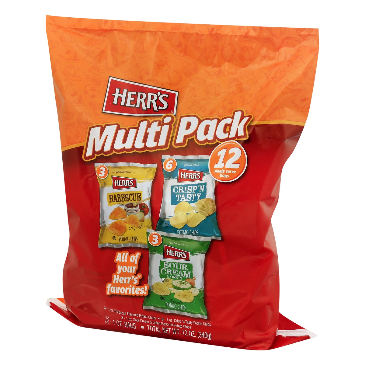 slide 9 of 13, Herr's Multi Pack 12 Single Serve Bags Potato Chips 12 ea, 12 oz