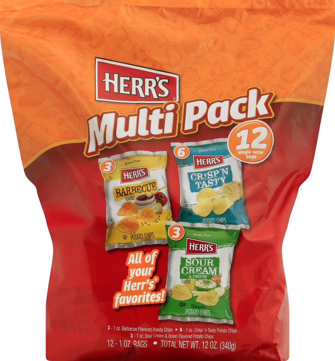 slide 5 of 13, Herr's Multi Pack 12 Single Serve Bags Potato Chips 12 ea, 12 oz