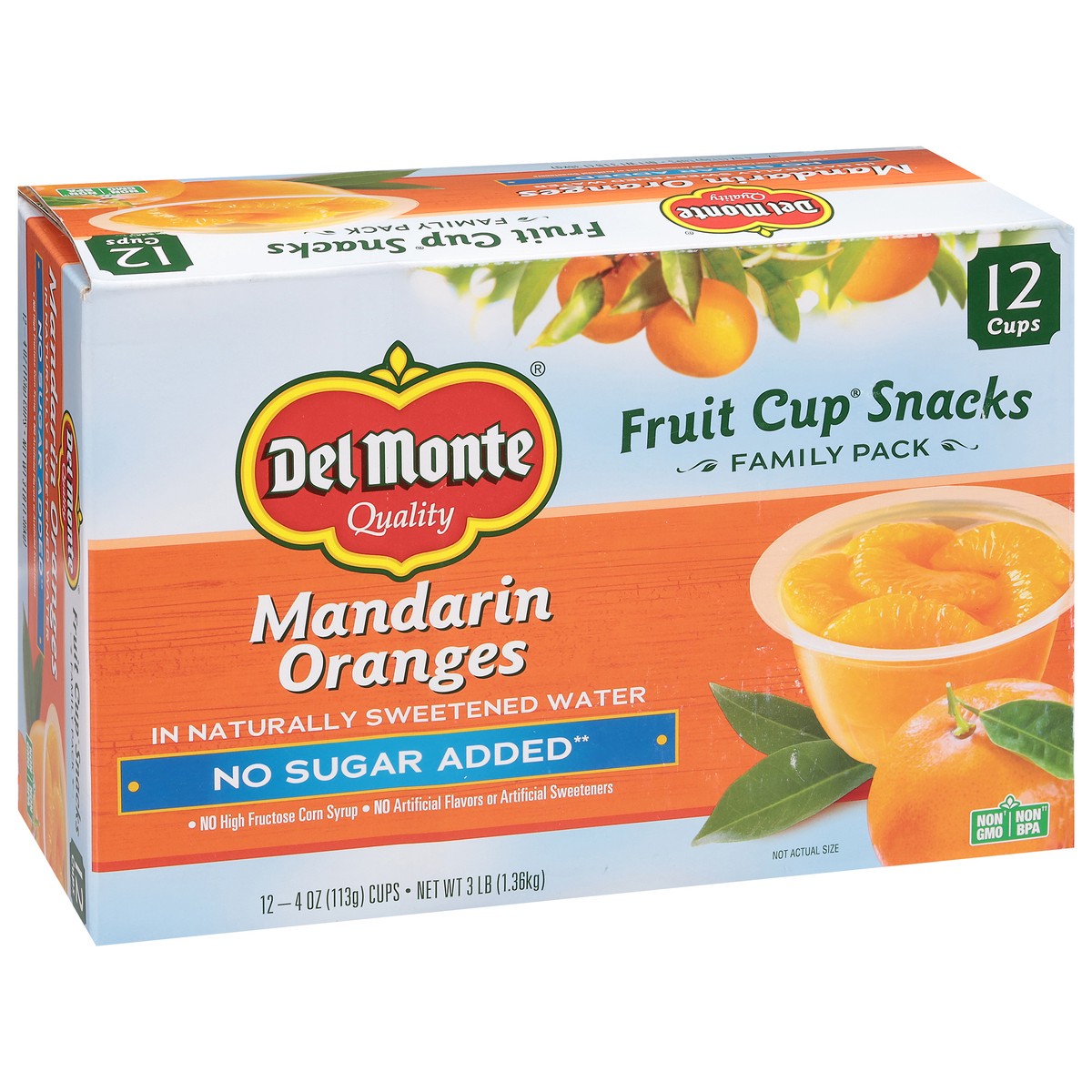 slide 9 of 13, Del Monte No Sugar Added Mandarin Oranges Fruit Cup Snacks Family Pack 12 - 4 oz Cups, 12 ct