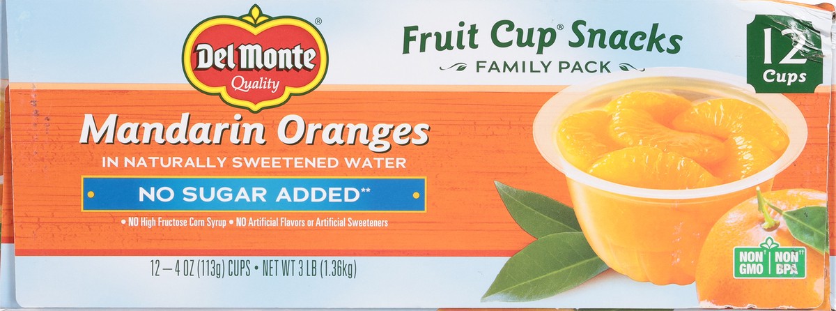 slide 8 of 13, Del Monte No Sugar Added Mandarin Oranges Fruit Cup Snacks Family Pack 12 - 4 oz Cups, 12 ct