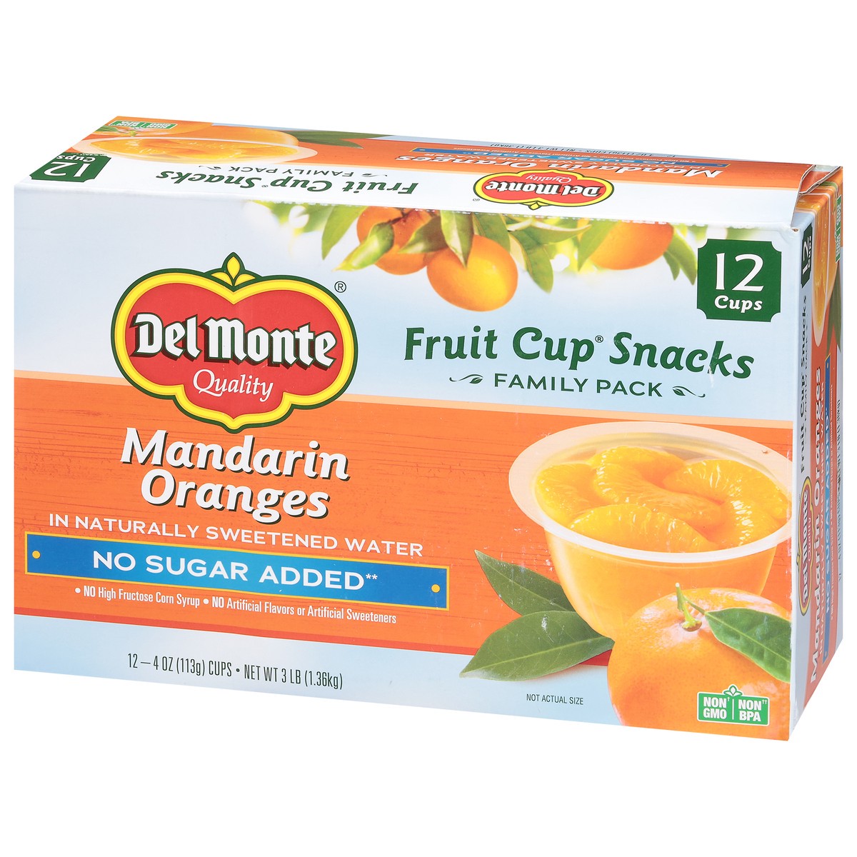 slide 6 of 13, Del Monte No Sugar Added Mandarin Oranges Fruit Cup Snacks Family Pack 12 - 4 oz Cups, 12 ct