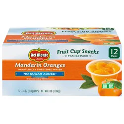 Del Monte No Sugar Added Mandarin Oranges, 4 oz Cup (Pack of 12)