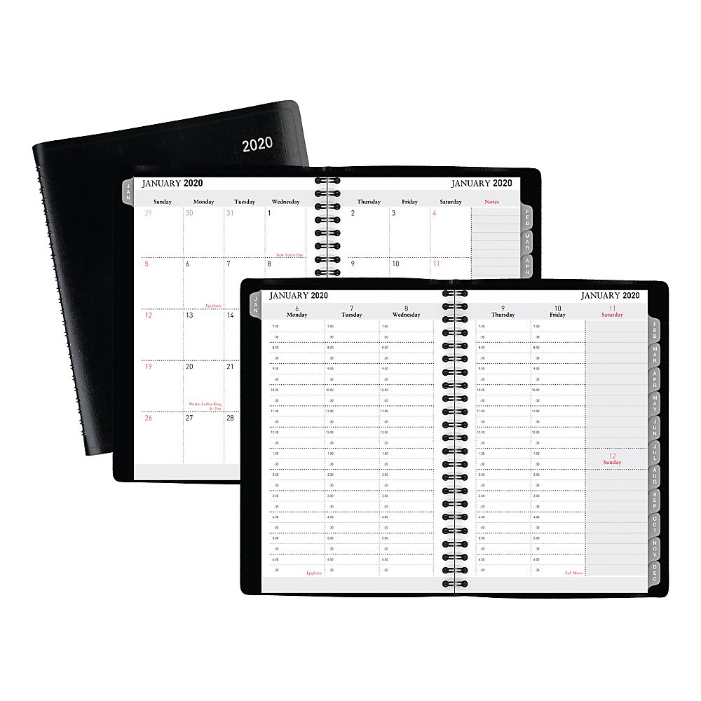 slide 1 of 1, Office Depot Small Weekly/Monthly Planner, 5'' X 8'', Black, January To December 2020, Od711300, 1 ct