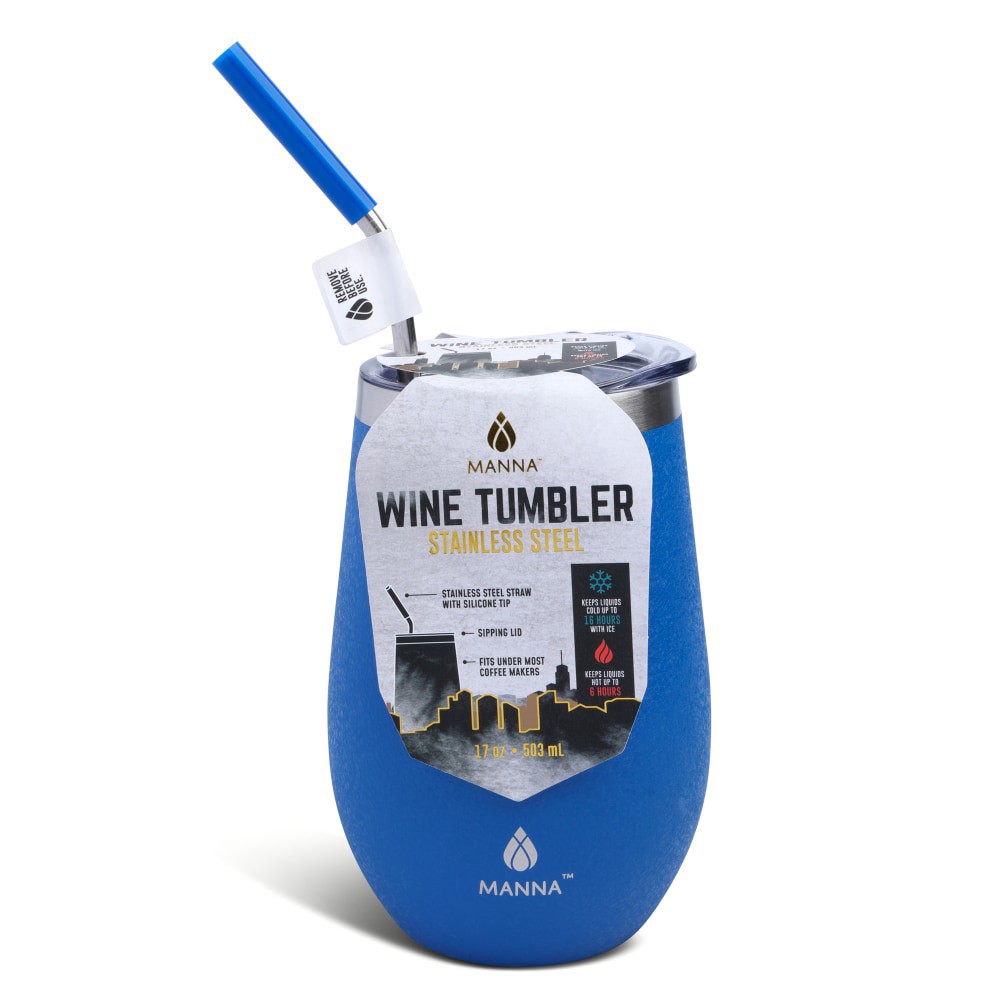 slide 2 of 4, Manna Wine Tumbler - Blue, 17 oz