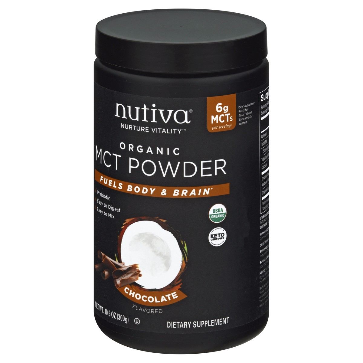 slide 3 of 9, Nutiva Nurture Vitality Organic Chocolate Flavored MCT Powder 10.6 oz, 10.6 oz