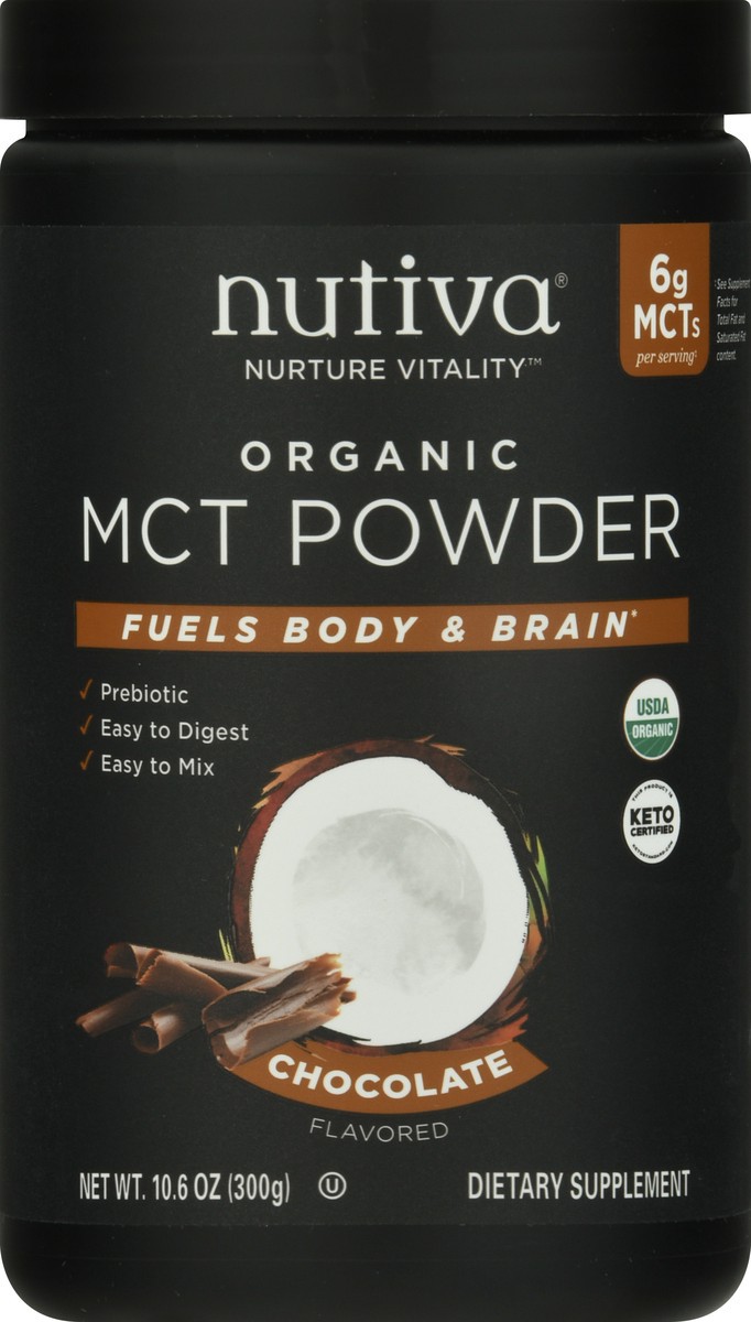 slide 6 of 9, Nutiva Nurture Vitality Organic Chocolate Flavored MCT Powder 10.6 oz, 10.6 oz