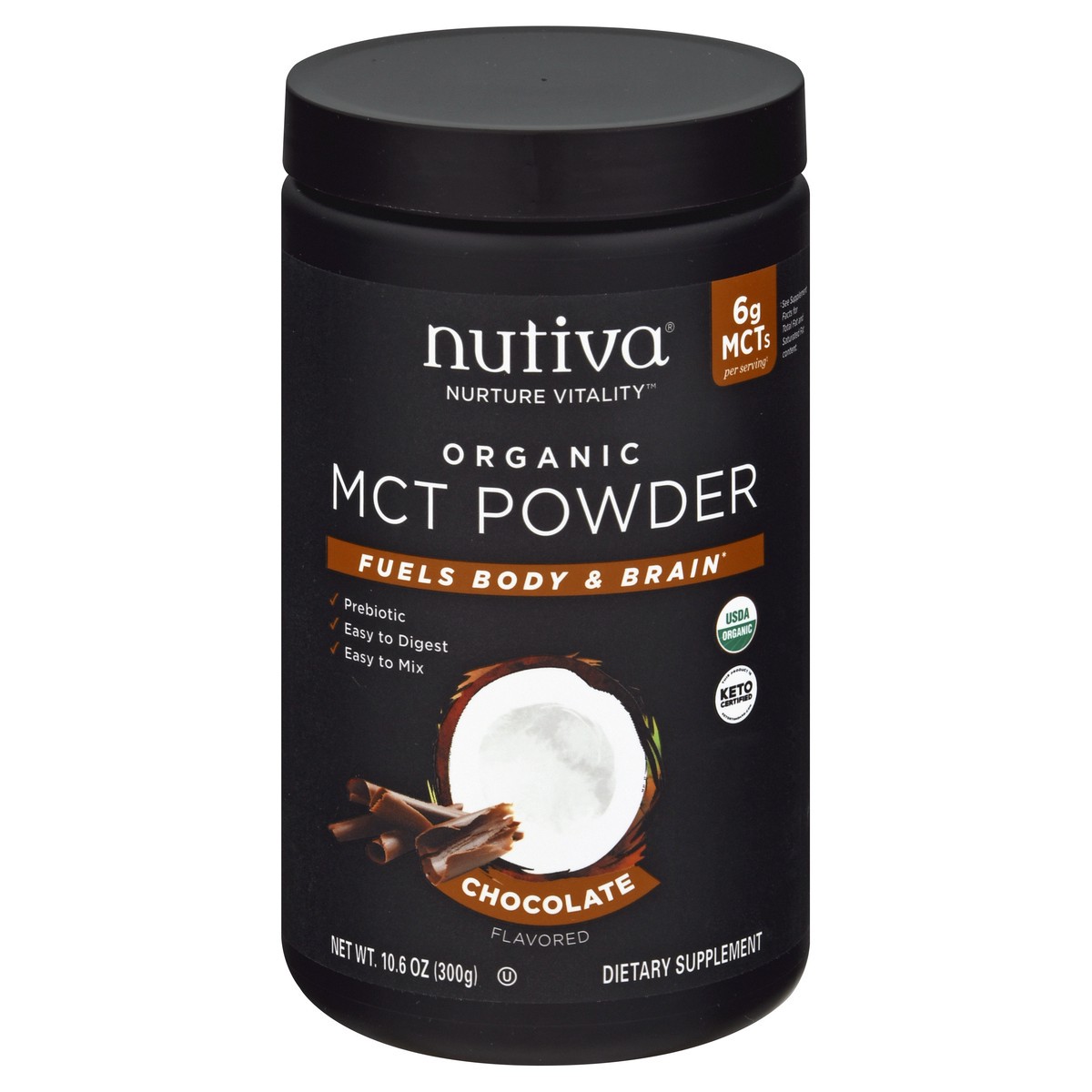 slide 1 of 9, Nutiva Nurture Vitality Organic Chocolate Flavored MCT Powder 10.6 oz, 10.6 oz