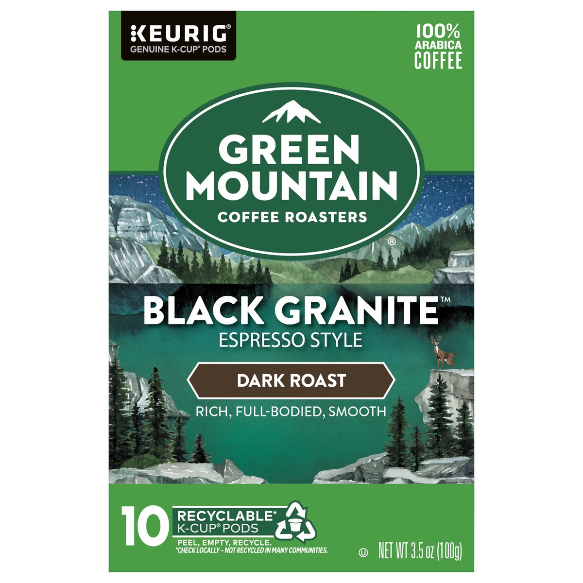 slide 1 of 11, Green Mountain Coffee Roasters Black Granite, Keurig Single Serve K-Cup Pods, Espresso Style Dark Roast- 10 ct, 10 ct