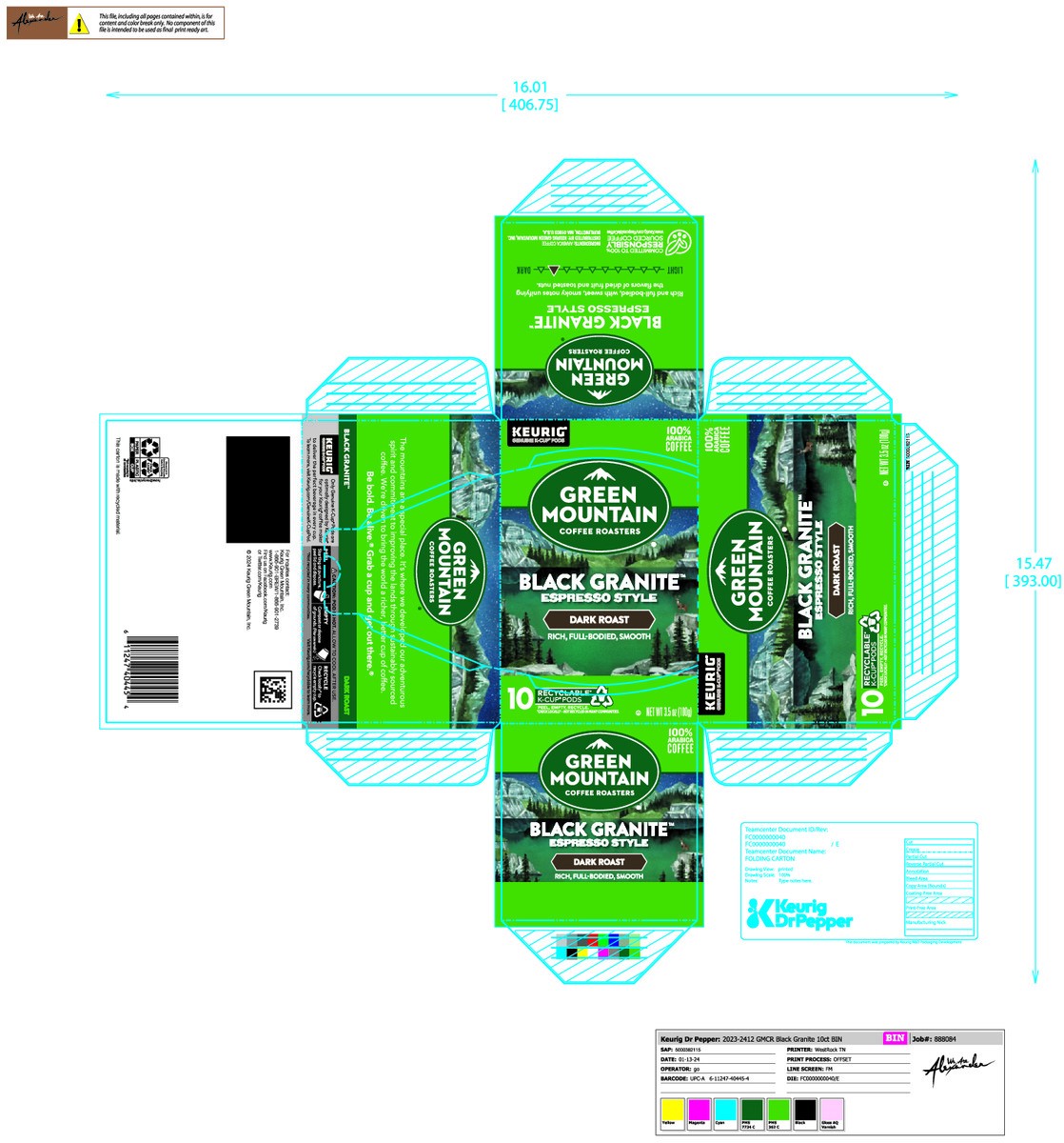 slide 3 of 11, Green Mountain Coffee Roasters Black Granite, Keurig Single Serve K-Cup Pods, Espresso Style Dark Roast- 10 ct, 10 ct