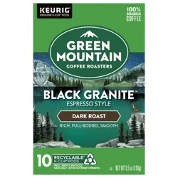 Green Mountain Coffee Roasters Black Granite, Keurig Single Serve K-Cup Pods, Espresso Style Dark Roast, 10 Count