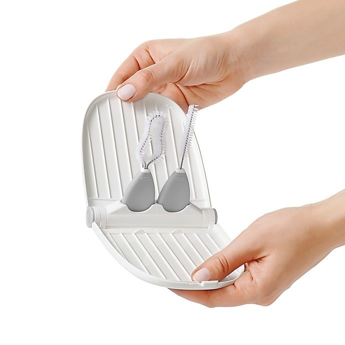 slide 2 of 7, OXO Tot Breast Pump Parts Drying Rack with Brushes - Grey, 1 ct