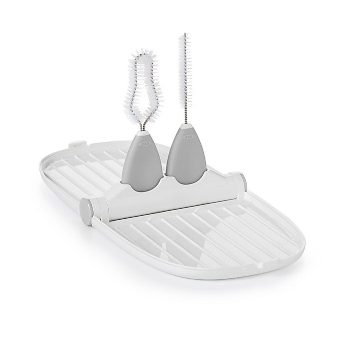 slide 1 of 7, OXO Tot Breast Pump Parts Drying Rack with Brushes - Grey, 1 ct