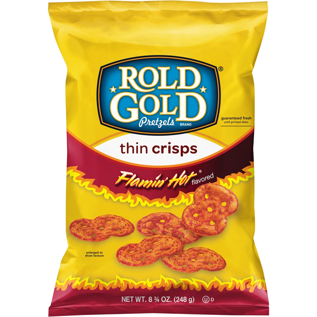 slide 1 of 4, Rold Gold Flamin' Hot Thin Crisps Pretzels, 8.75 oz