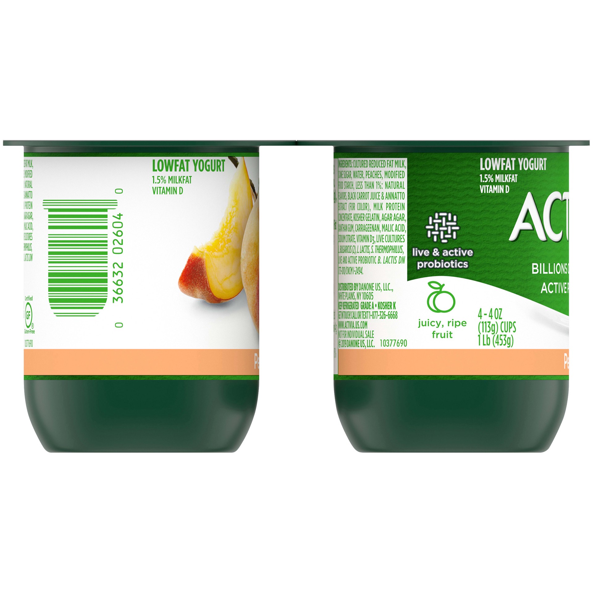 slide 4 of 4, Activia Dannon Activia® lowfat probiotic yogurt, peach, 4 oz