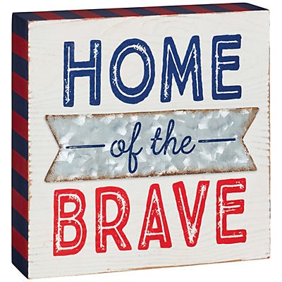 slide 1 of 1, Destination Holiday Home Of The Brave Table Sign, 1 ct