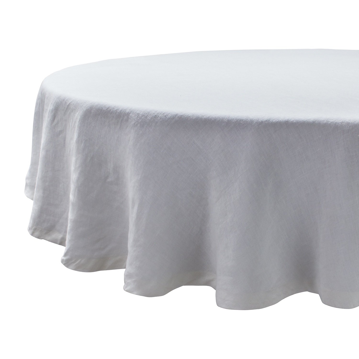 slide 1 of 1, Sur La Table Round Linen Tablecloth, White, 70 in